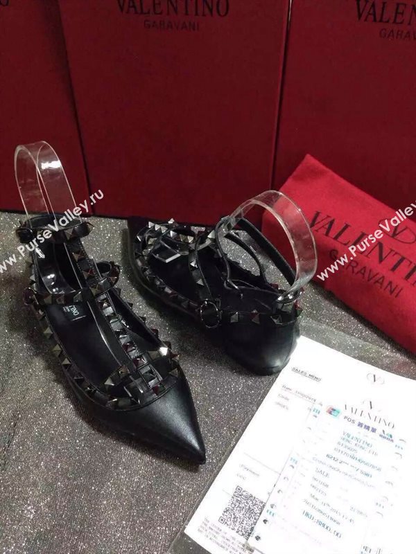 Valentino tribute black sandals stud flats shoes 4035