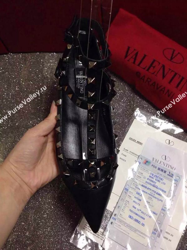 Valentino tribute black sandals stud flats shoes 4035