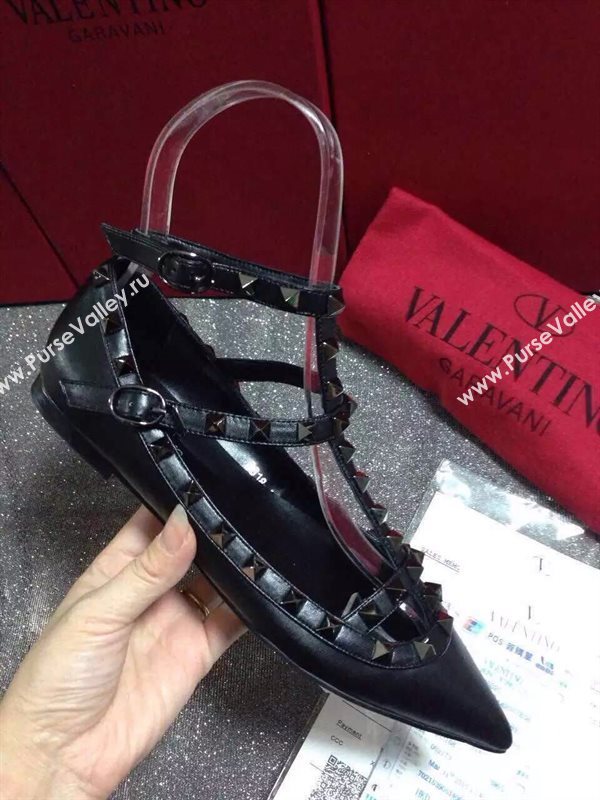 Valentino tribute black sandals stud flats shoes 4035