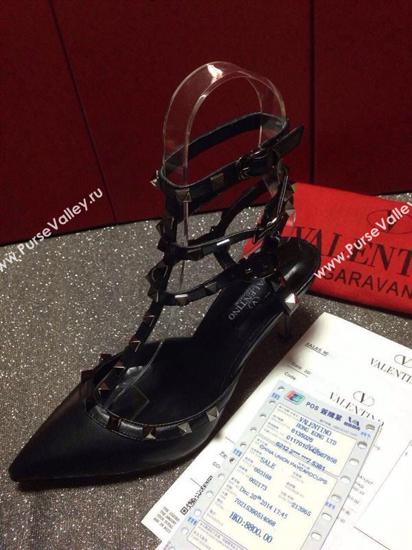 Valentino black tribute sandals stud heels shoes 4036