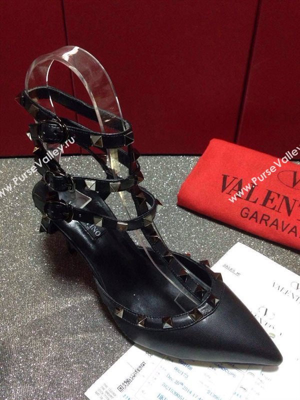 Valentino black tribute sandals stud heels shoes 4036