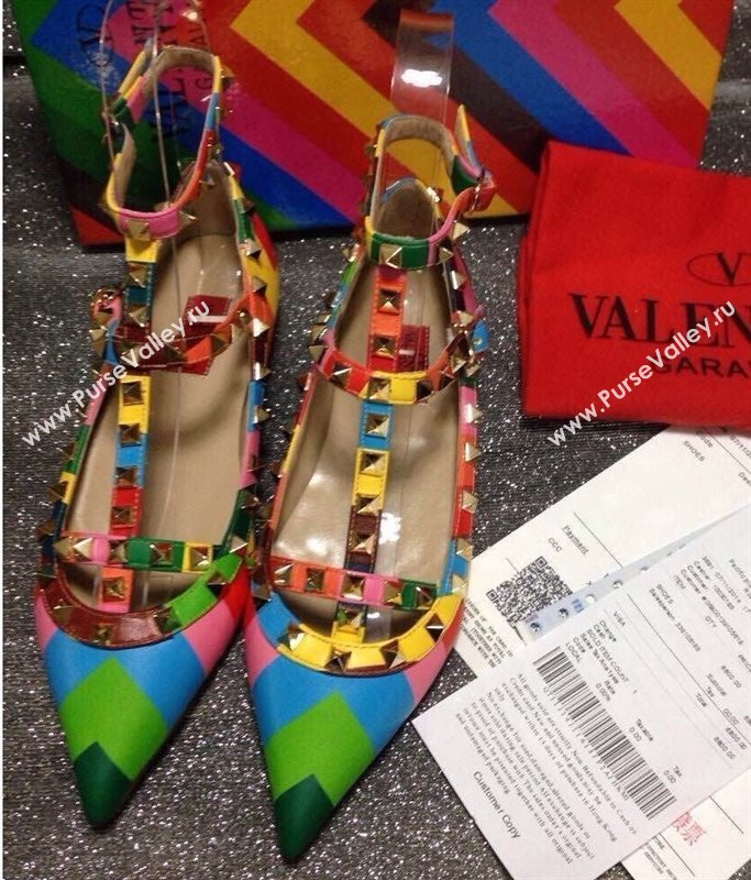 Valentino sandals flats stud rainbow tribute shoes 4038