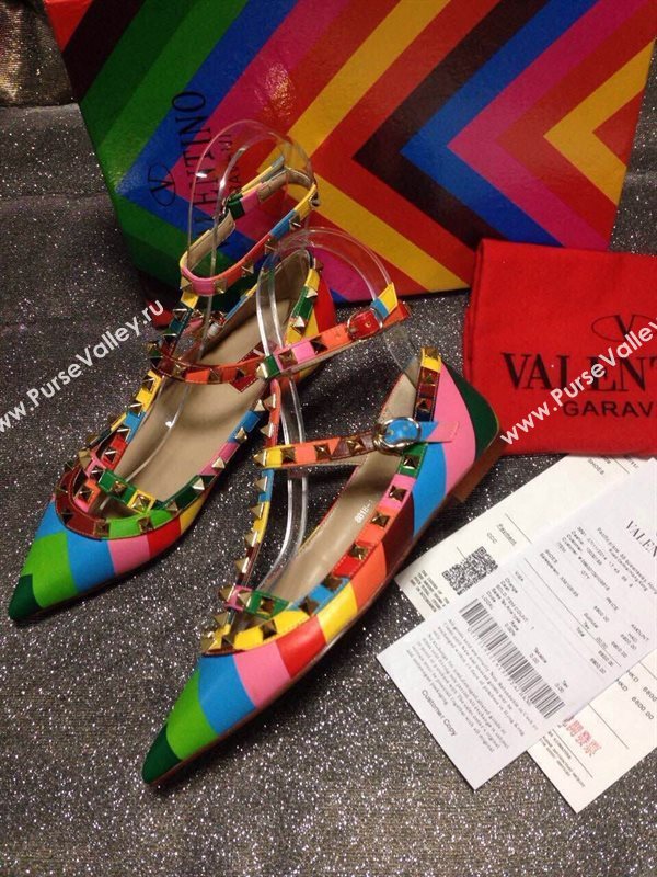 Valentino sandals flats stud rainbow tribute shoes 4038