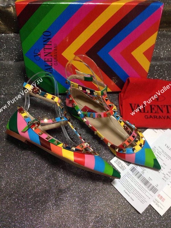 Valentino sandals flats stud rainbow tribute shoes 4038