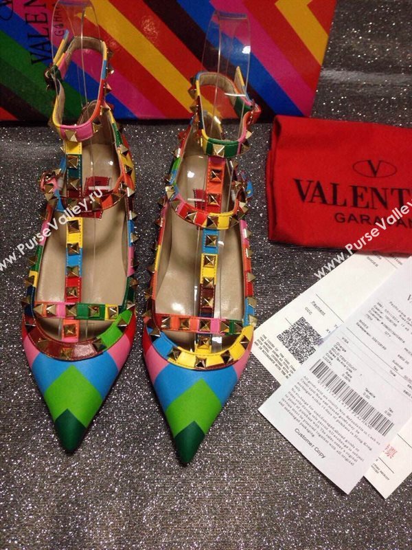Valentino sandals flats stud rainbow tribute shoes 4038