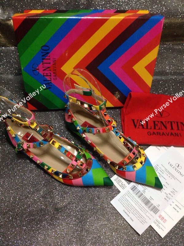 Valentino sandals flats stud rainbow tribute shoes 4038