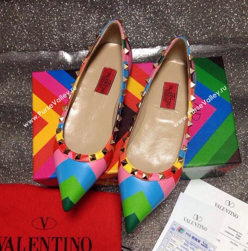 Valentino rainbow sandals stud flats shoes 4039