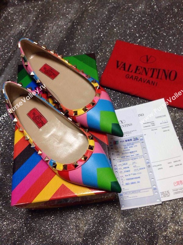 Valentino rainbow sandals stud flats shoes 4039
