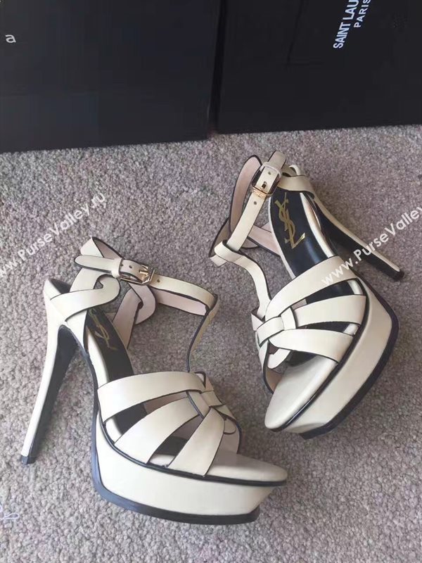 YSL tribute heels sandals cream black v shoes 4145