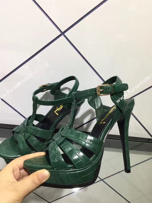 YSL tribute heels sandals green dark shoes 4149
