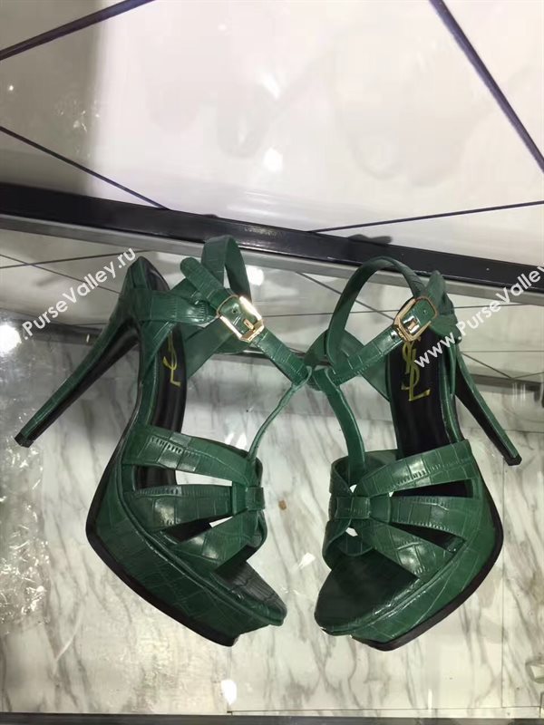 YSL tribute heels sandals green dark shoes 4149
