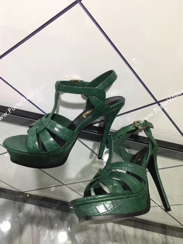 YSL tribute heels sandals green dark shoes 4149