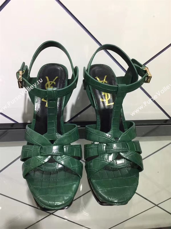 YSL tribute heels sandals green dark shoes 4149