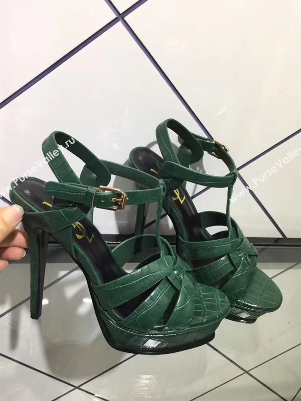 YSL tribute heels sandals green dark shoes 4149