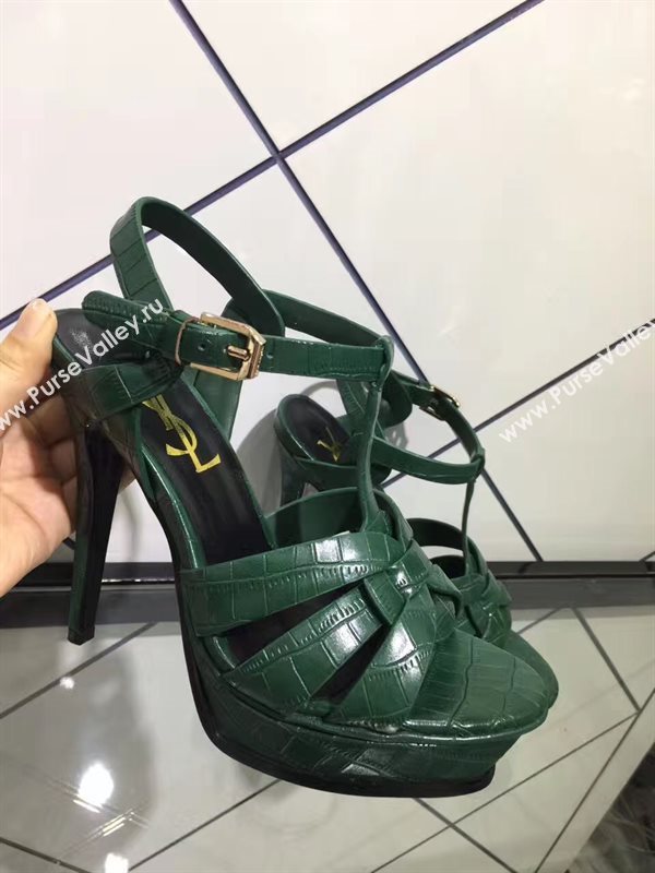 YSL tribute heels sandals green dark shoes 4149
