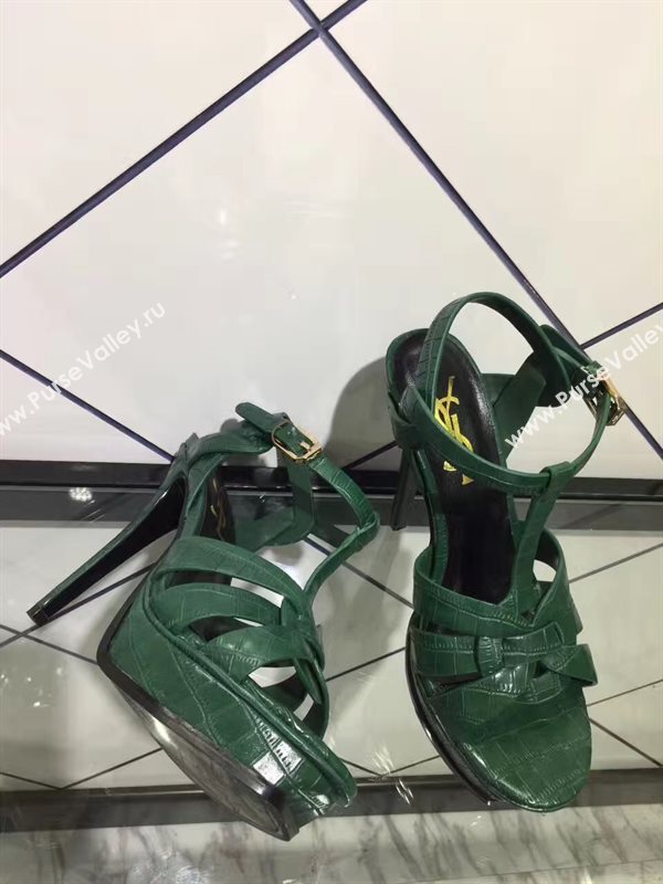 YSL tribute heels sandals green dark shoes 4149