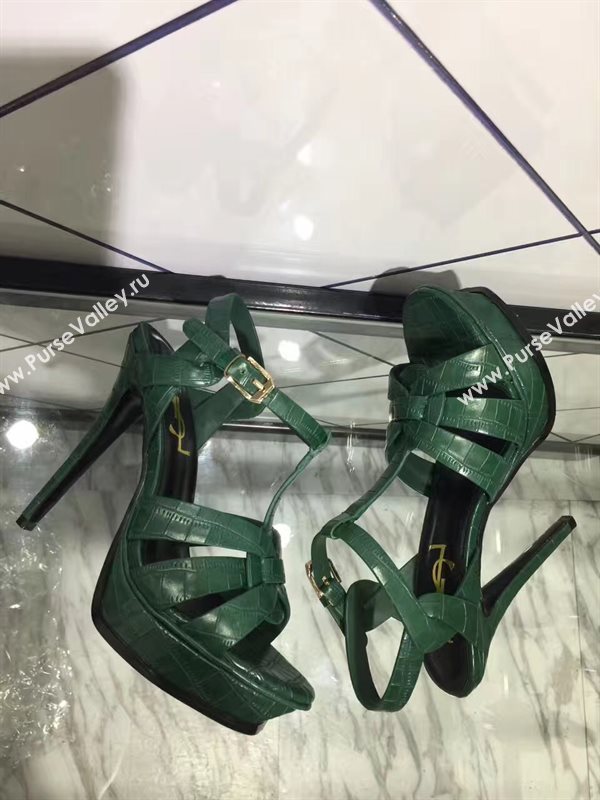 YSL tribute heels sandals green dark shoes 4149