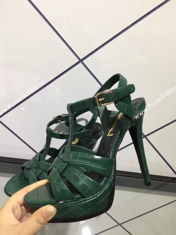 YSL tribute heels sandals green dark shoes 4149
