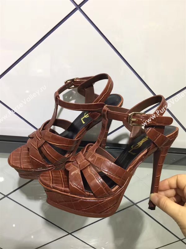 YSL tribute heels sandals brown dark shoes 4150
