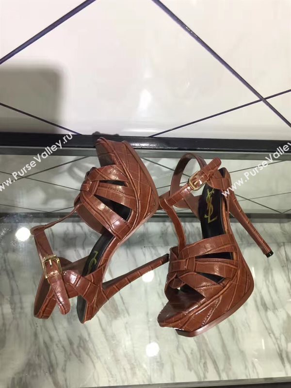 YSL tribute heels sandals brown dark shoes 4150