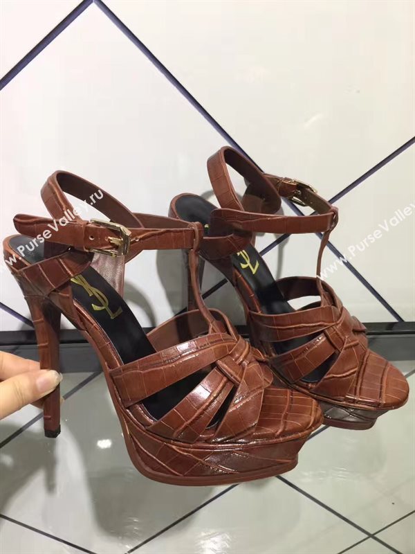 YSL tribute heels sandals brown dark shoes 4150