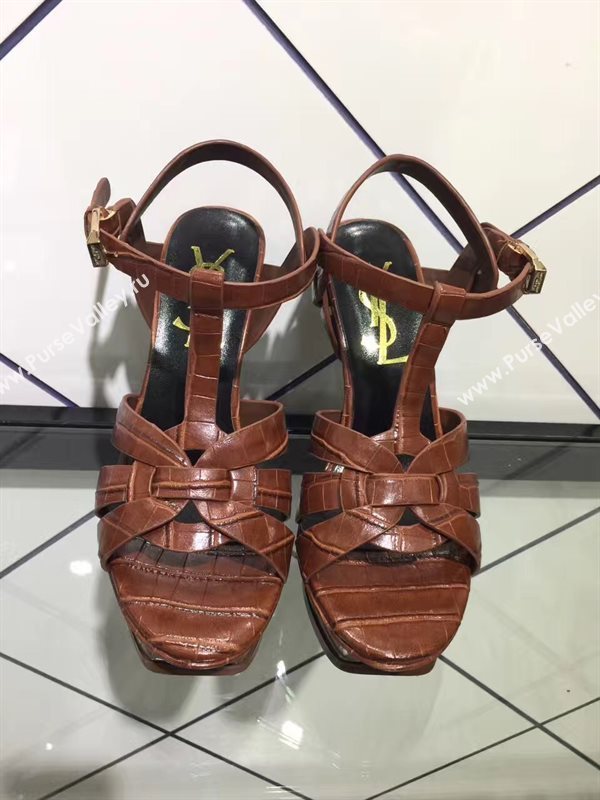 YSL tribute heels sandals brown dark shoes 4150