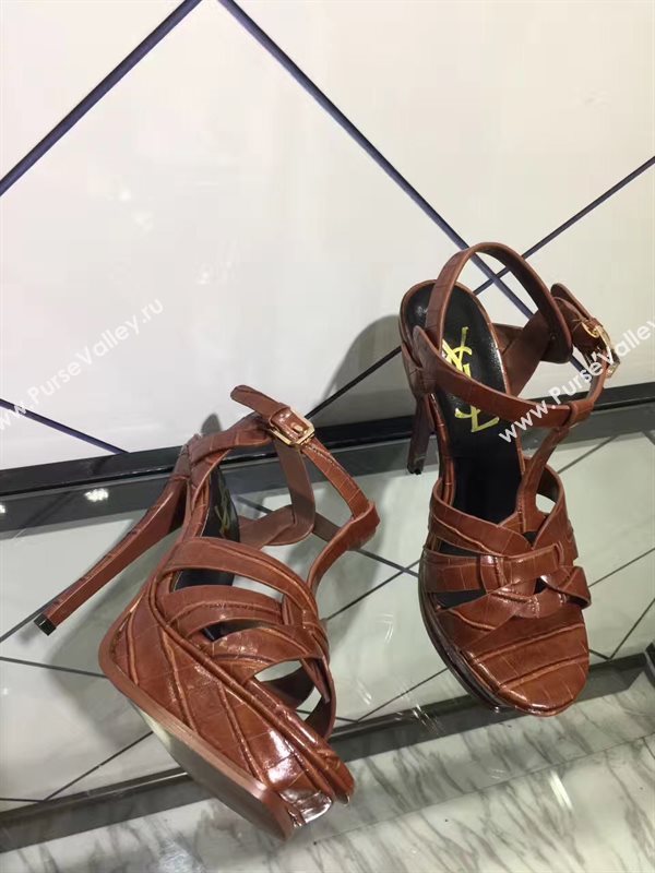YSL tribute heels sandals brown dark shoes 4150