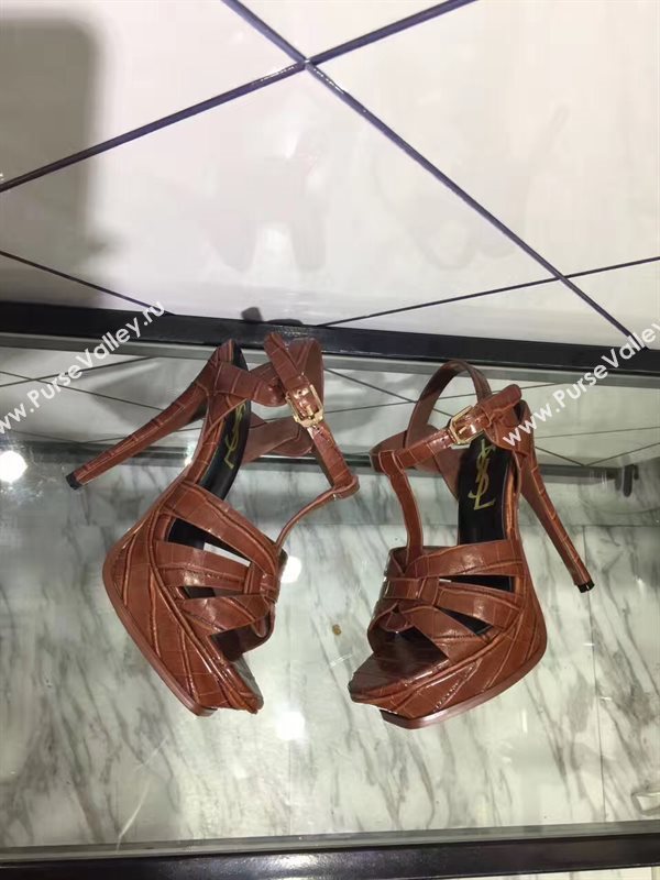 YSL tribute heels sandals brown dark shoes 4150