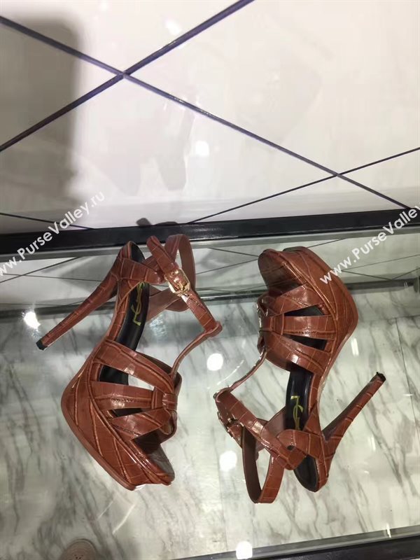 YSL tribute heels sandals brown dark shoes 4150