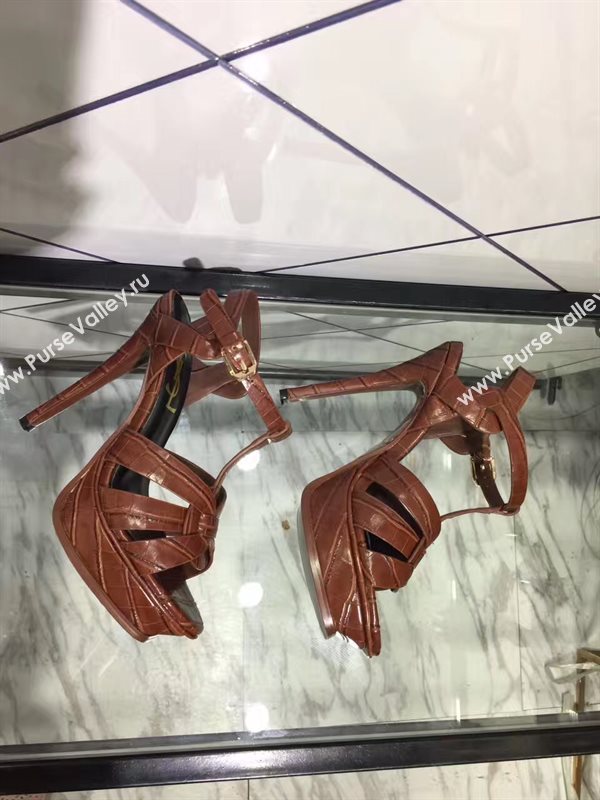 YSL tribute heels sandals brown dark shoes 4150
