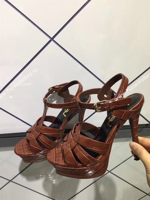 YSL tribute heels sandals brown dark shoes 4150