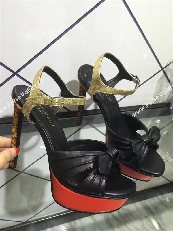 YSL tribute heels sandals tri-black shoes 4155