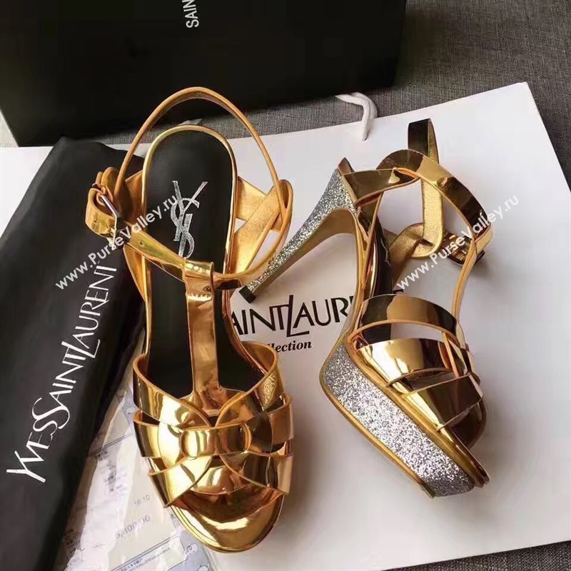 YSL tribute heels sandals gold paint shoes 4156