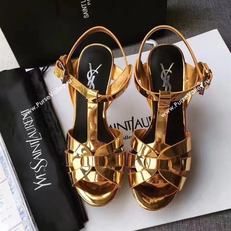 YSL tribute heels sandals gold paint shoes 4156