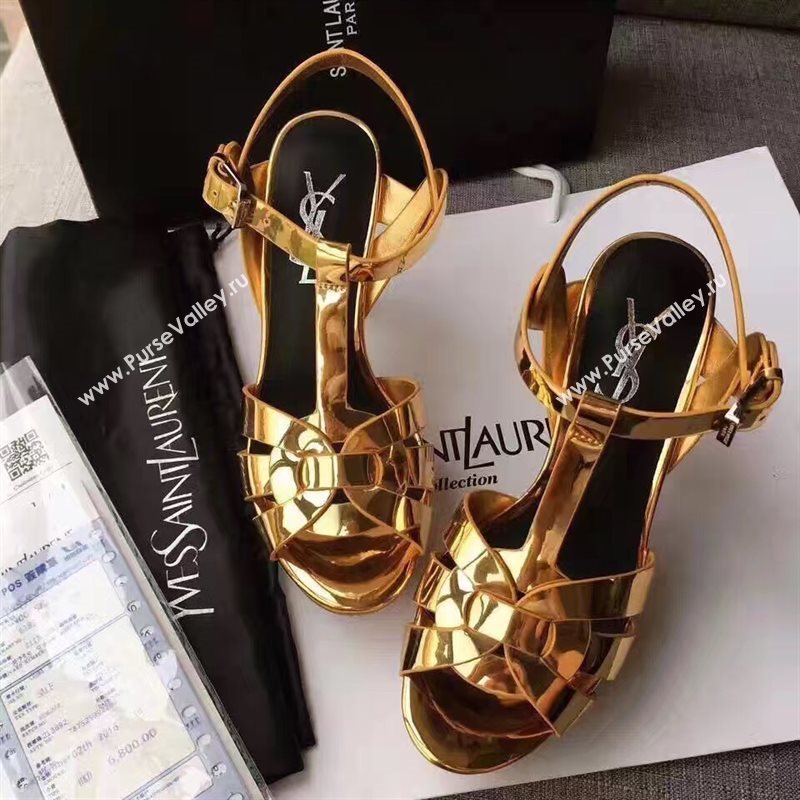 YSL tribute heels sandals gold paint shoes 4156