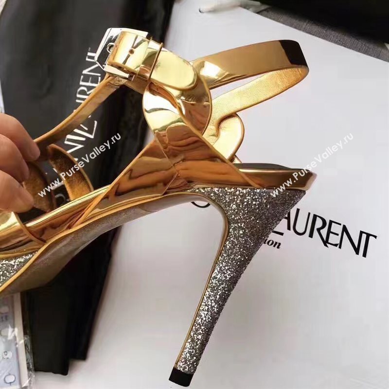 YSL tribute heels sandals gold paint shoes 4156