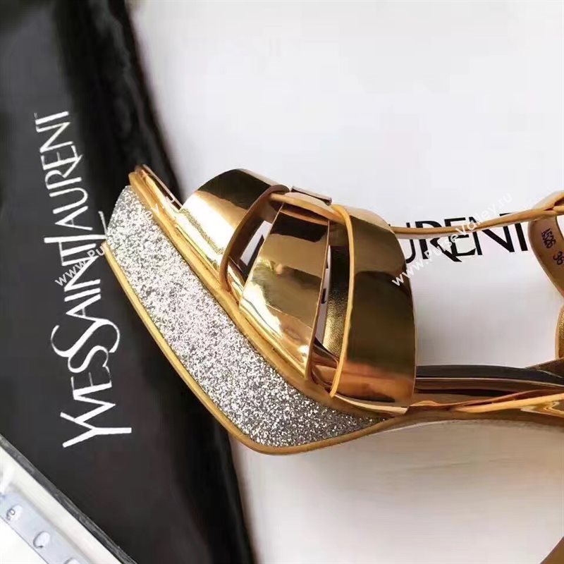 YSL tribute heels sandals gold paint shoes 4156