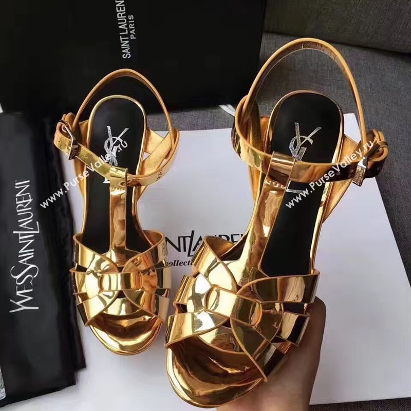 YSL tribute heels sandals gold paint shoes 4156
