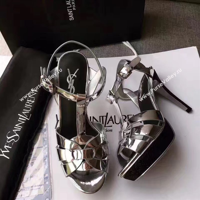 YSL tribute heels sandals silver paint shoes 4157
