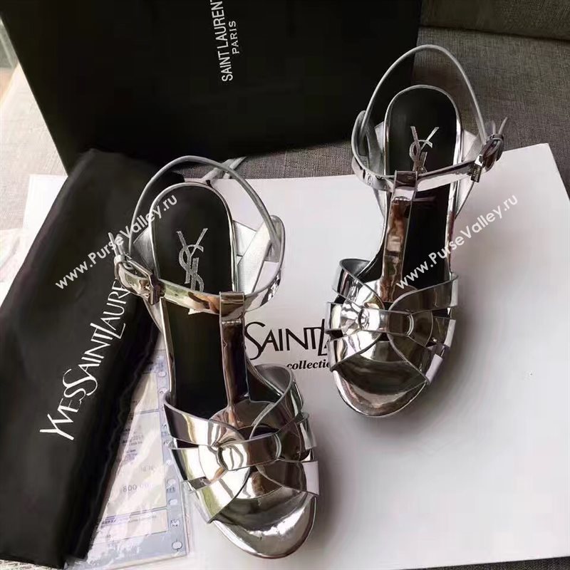 YSL tribute heels sandals silver paint shoes 4157