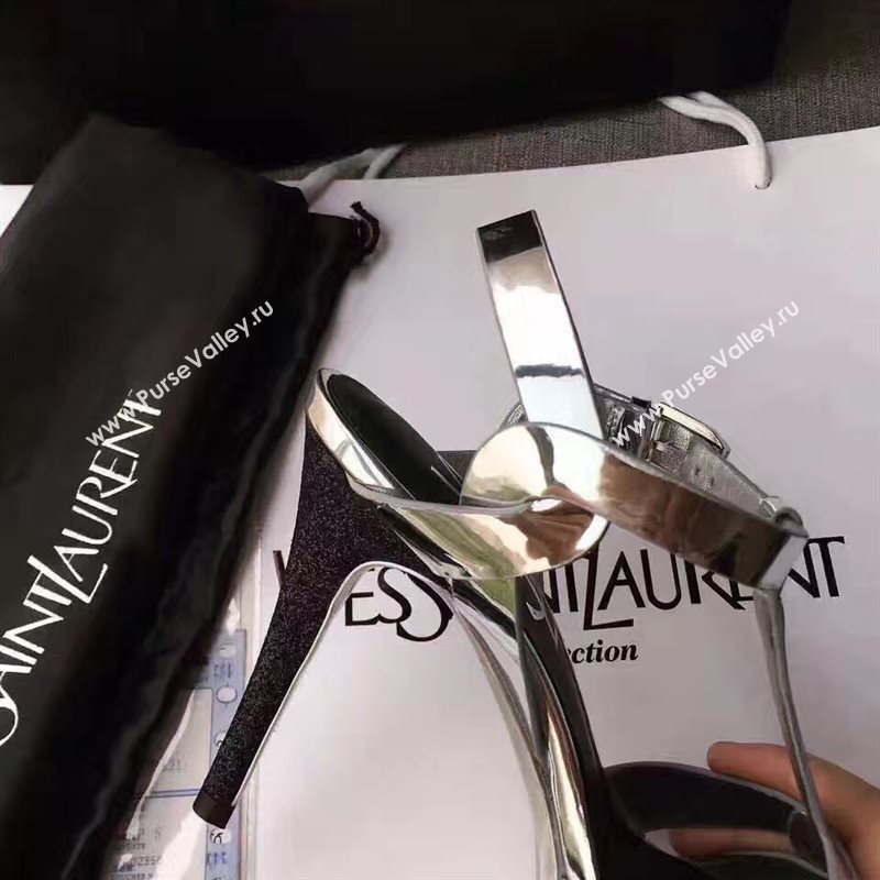 YSL tribute heels sandals silver paint shoes 4157