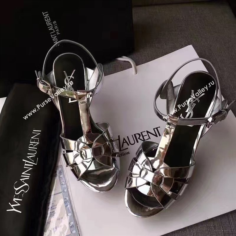 YSL tribute heels sandals silver paint shoes 4157
