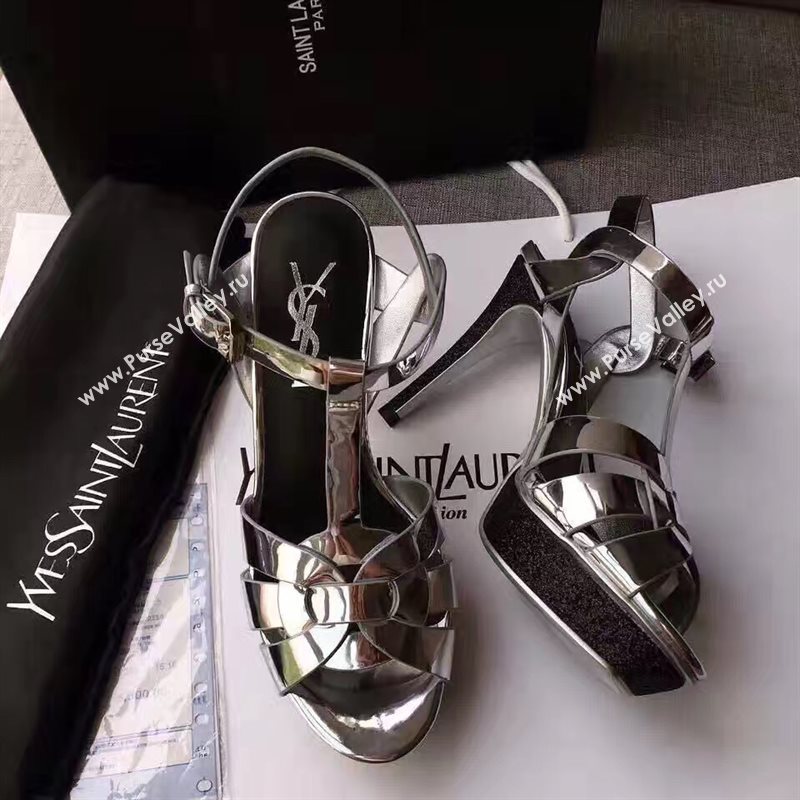 YSL tribute heels sandals silver paint shoes 4157