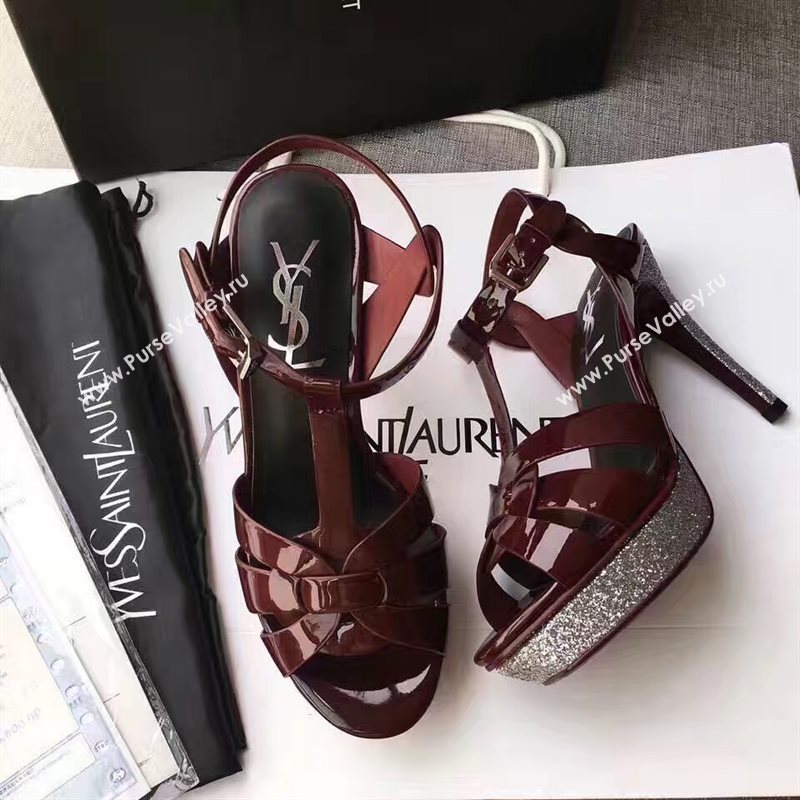 YSL tribute heels sandals wine paint shoes 4158