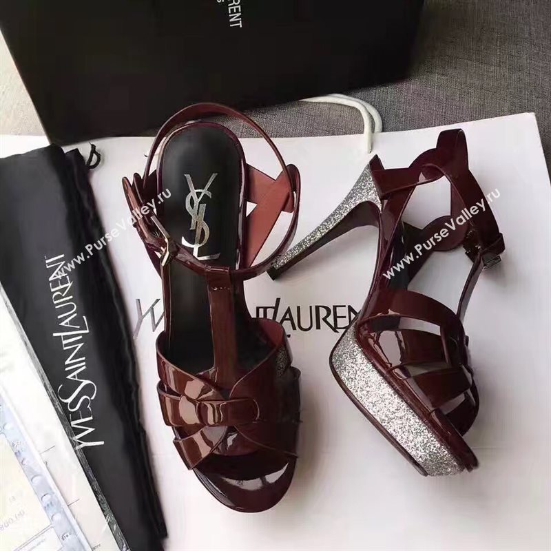 YSL tribute heels sandals wine paint shoes 4158