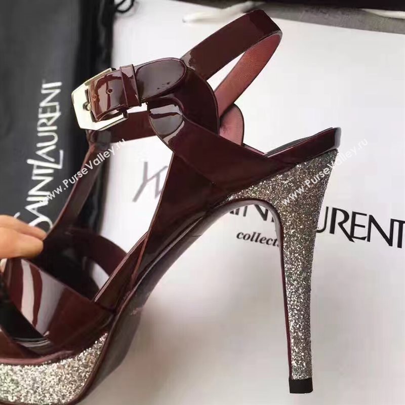 YSL tribute heels sandals wine paint shoes 4158