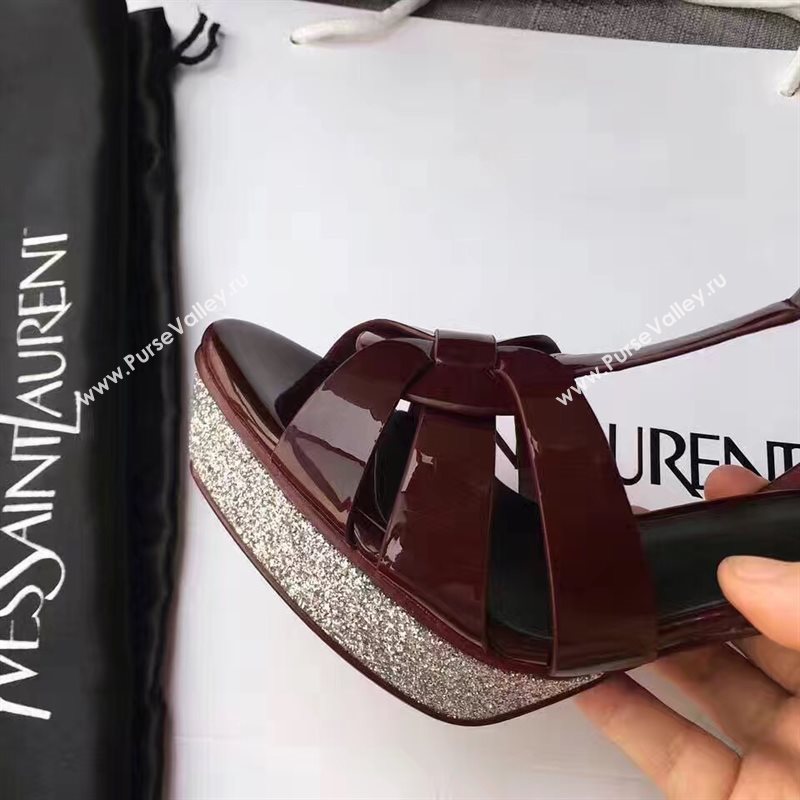 YSL tribute heels sandals wine paint shoes 4158