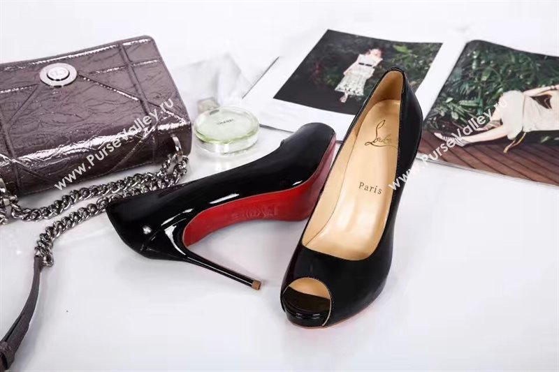 Christian Louboutin CL black red soled 10cm sandals heels shoes 4172