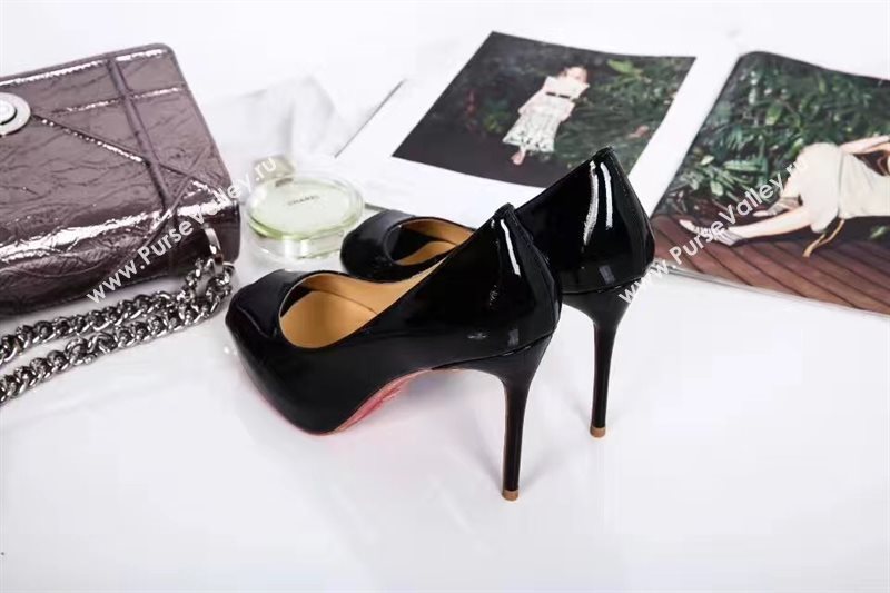 Christian Louboutin CL black red soled 10cm sandals heels shoes 4172