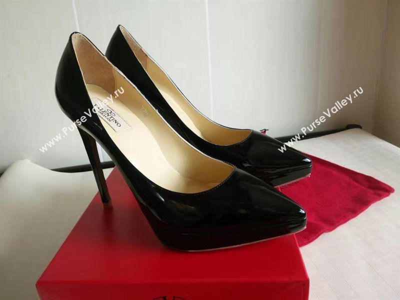 Valentino 12cm heels sandals black paint shoes 4174